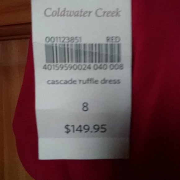 Cascade Ruffle Deep Red Dress 8 - Picture 6 of 10